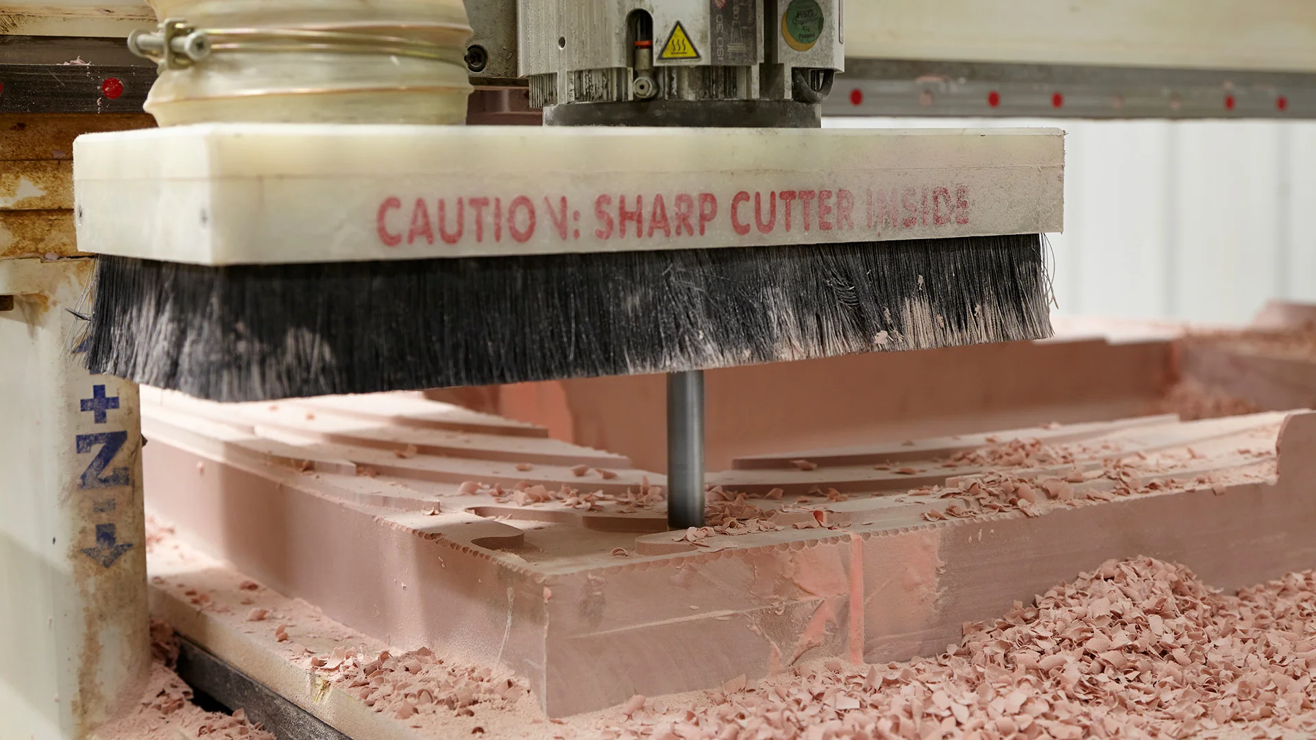 CNC router machining a checking fixture for glass parts